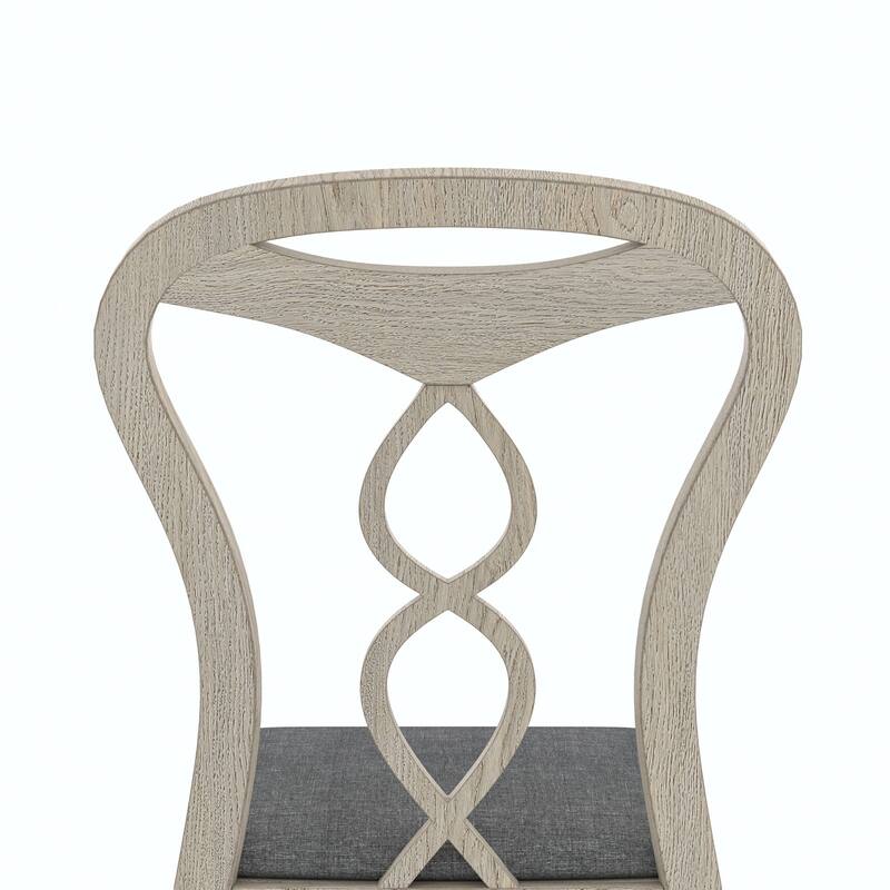 VECELO 2/4/6-Piece Set Modern Grey Rubberwood Dining Chairs with Upholstered Cushion and Carved Fish Back for Dining Room