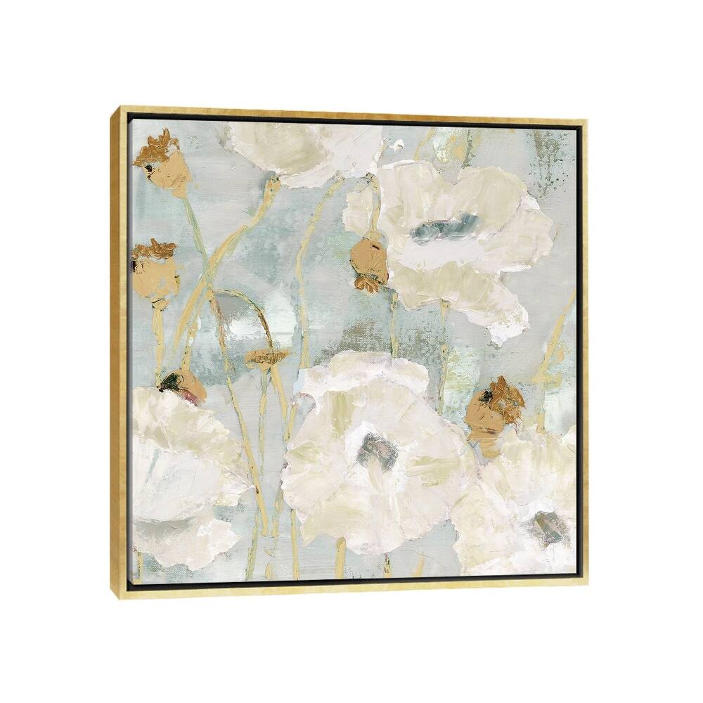 iCanvas "Poppies In The Wind Cream square" by Marie Elaine Cusson Framed Canvas Print