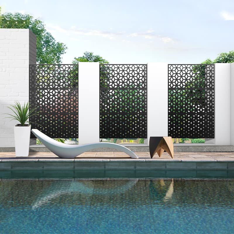 Metal Privacy Screen Wall Decoration Free Standing-6.3 ft. H X 4 ft. W