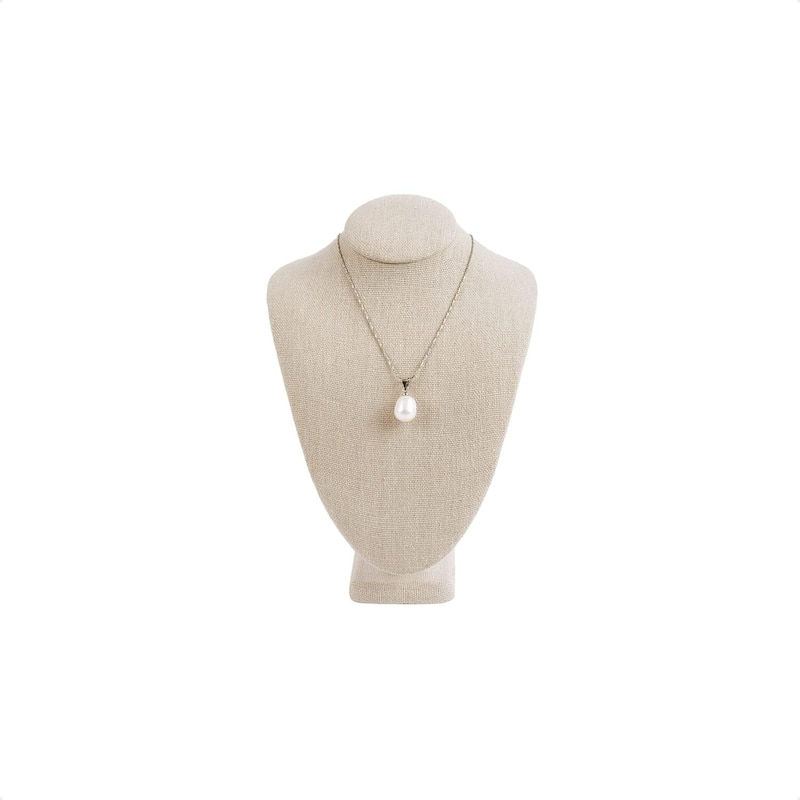 Small Linen Covered Wood Jewelry Display Necklace Chain Jewelry Bust Display Holder Stand - S - Cream