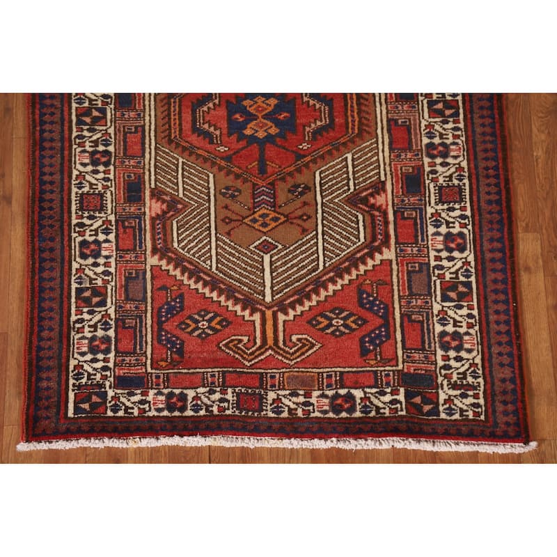 Ardebil Persian Vintage Runner Rug Hand-Knotted Wool Carpet - 3'6"x 10'8"