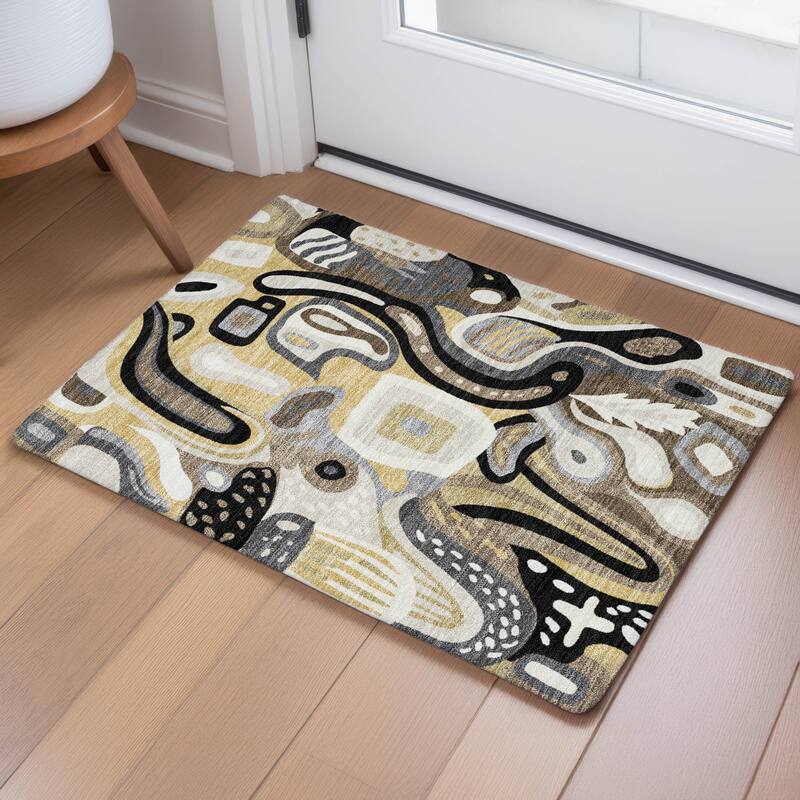 Machine Washable Indoor/ Outdoor Modern Picasy Chantille Rug