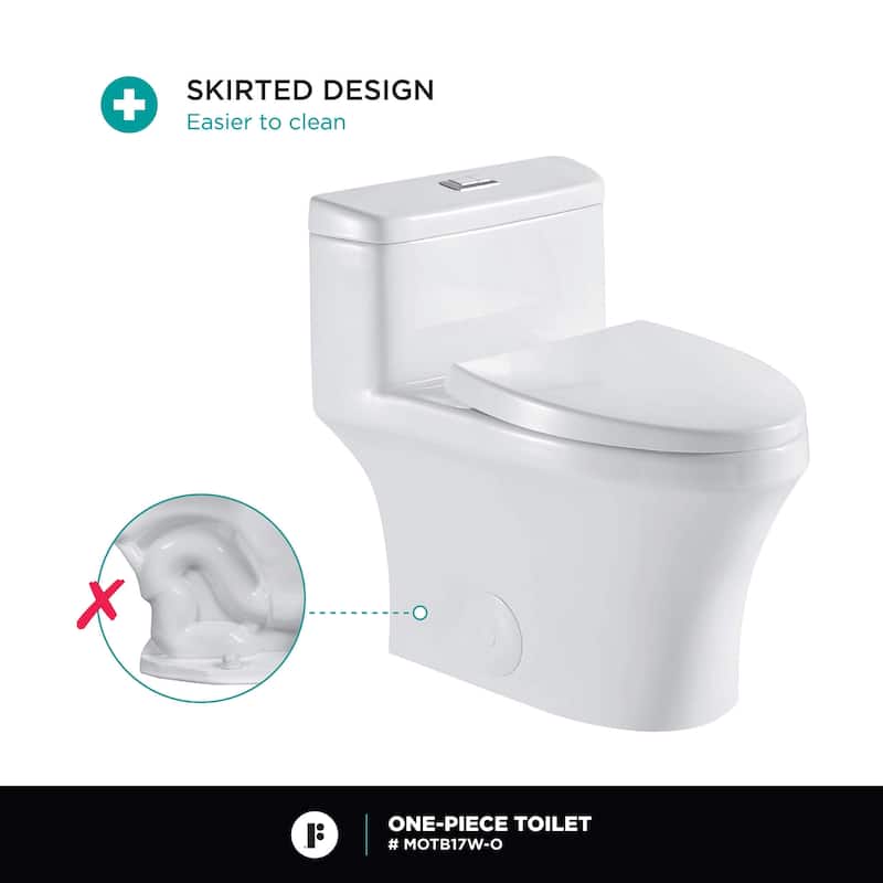 Fine Fixtures Dual-Flush One-Piece Toilet With High-Efficiency Flush, 12" Rough-in, Elongated bowl