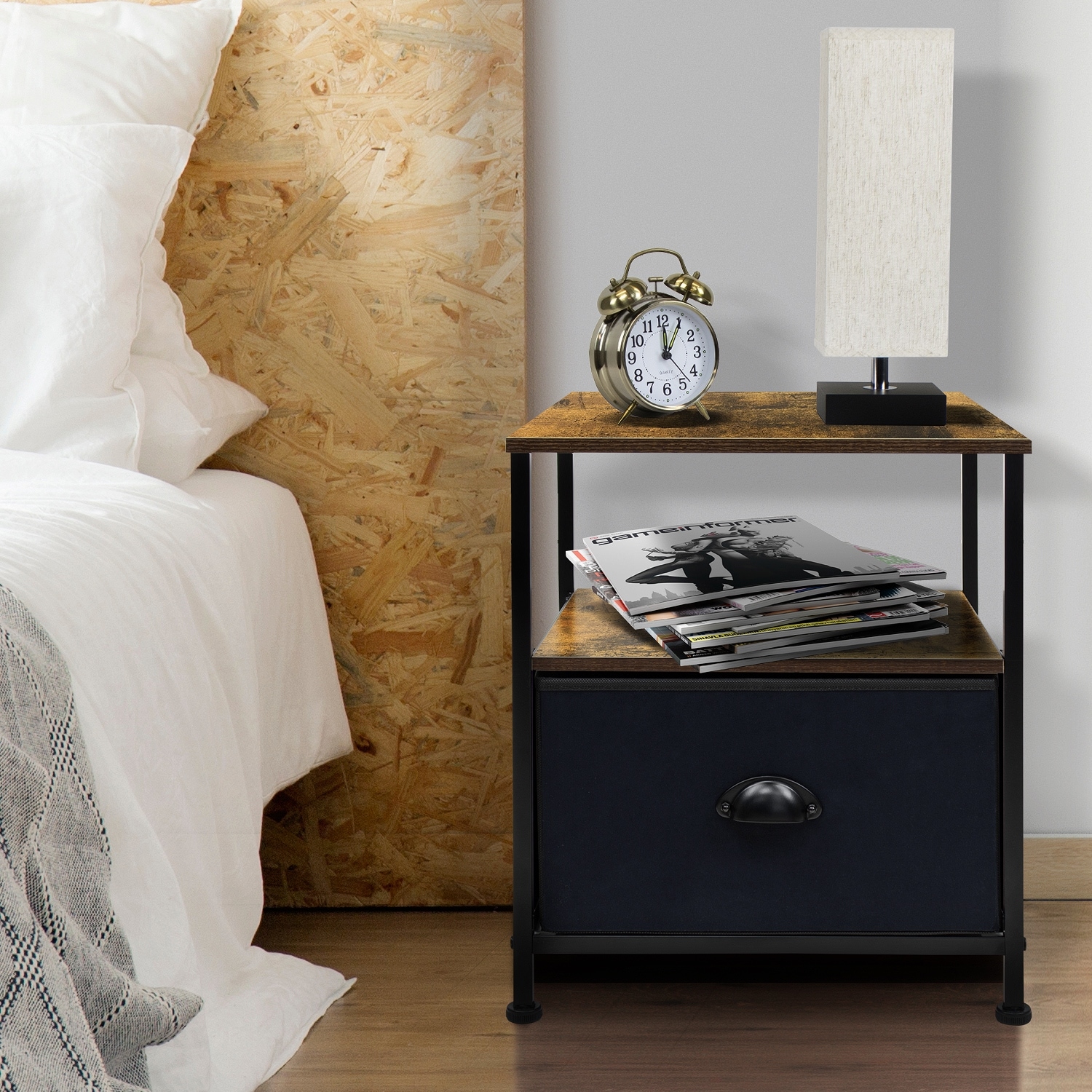 Sorbus Nightstand with Shelf and Drawer Wood Farmhouse Dundefinedcor  Style On Sale Bed Bath  Beyond 34483861