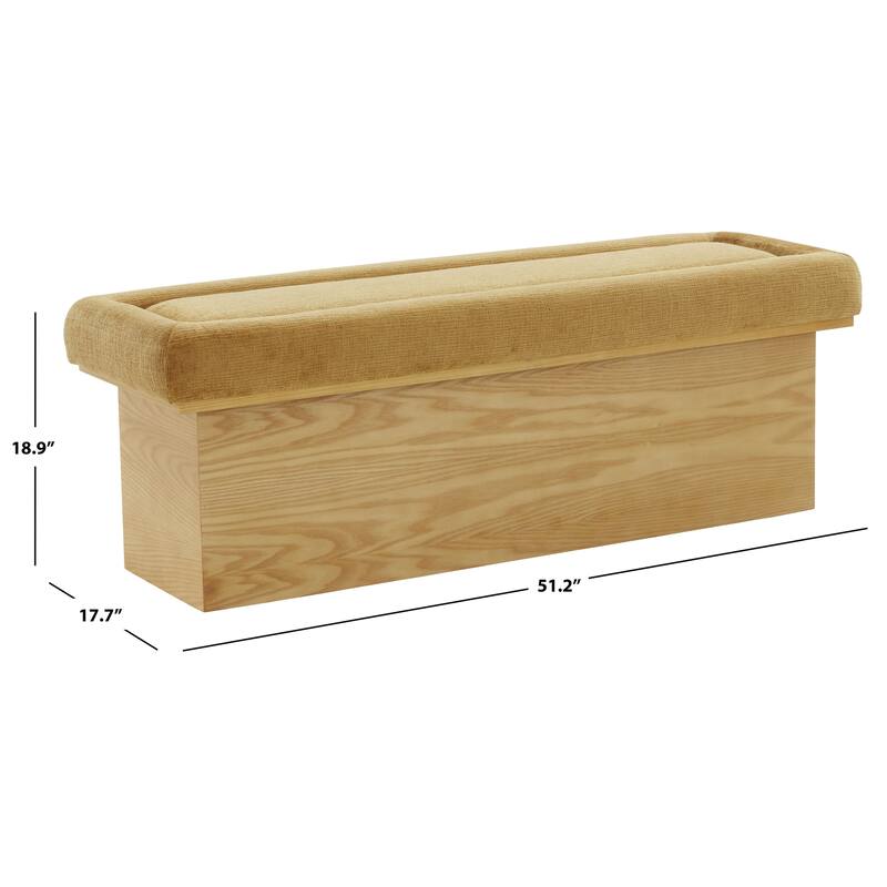 SAFAVIEH Couture Trudy Chenille And Wood Bench - 51"W x 17"D x 18"H