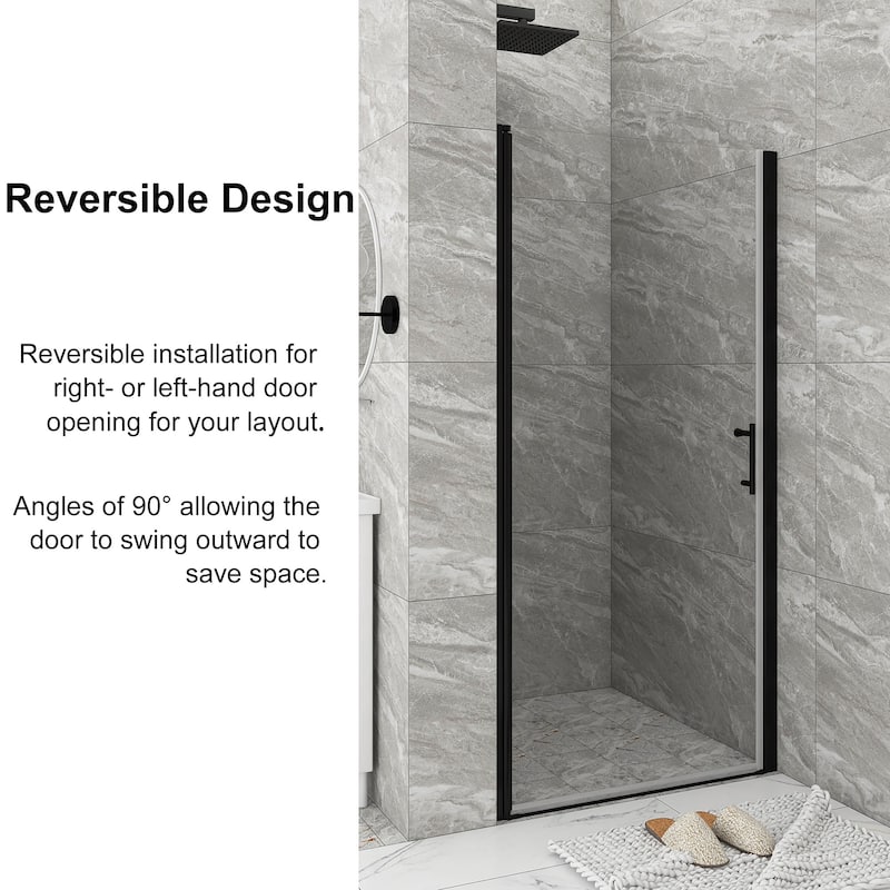 30/32/34/36 Inch Semi-Frameless Pivot Shower Door with Clear Tempered Glass
