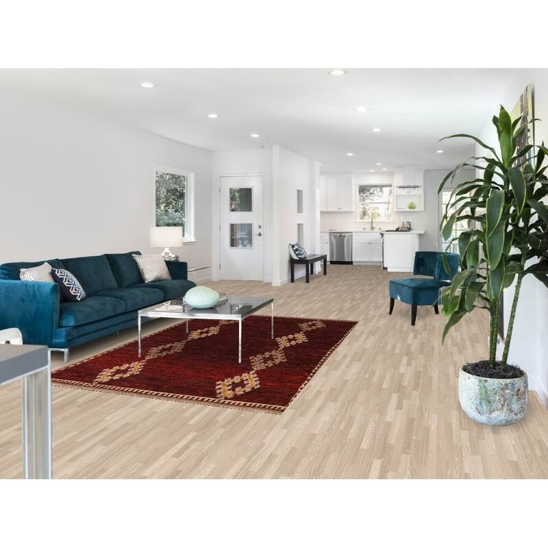 Hand Knotted Oriental 100% Wool Carpet Modern Tribal Red Moroccan Area Rug - 8' 3'' X 5' 3''