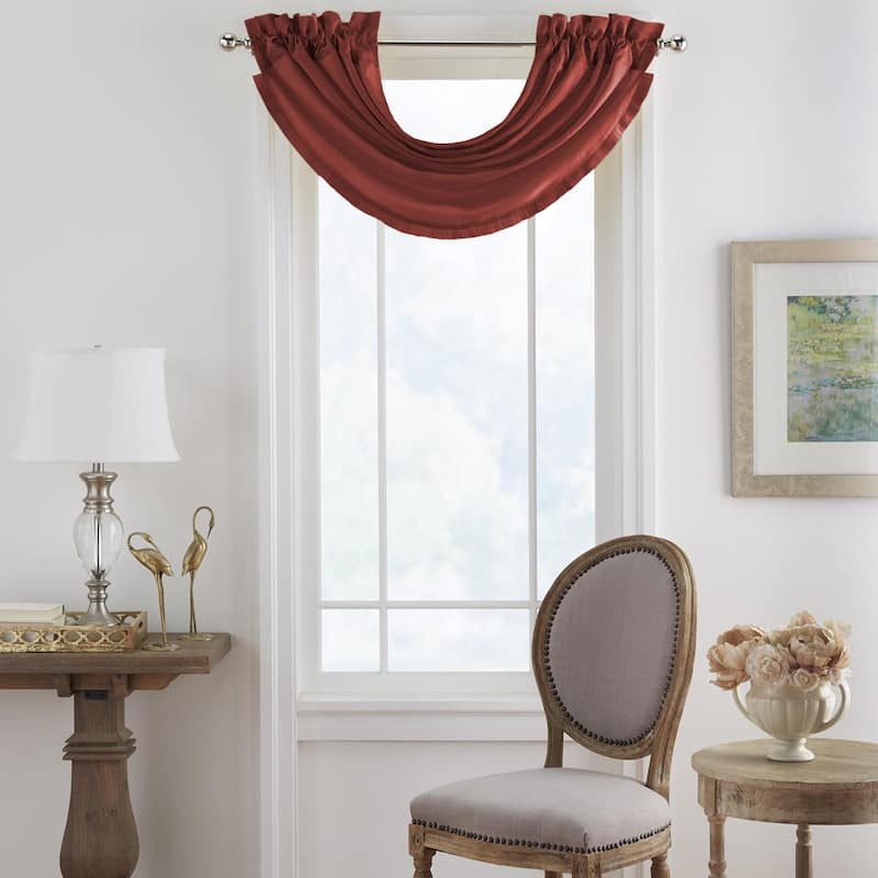 Elrene Versailles Faux Silk Waterfall Window Valance - 52" w x 36" l - Rouge