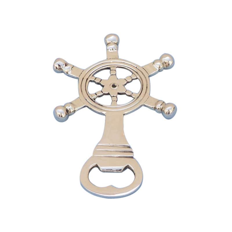 5 Inch Solid Metal Nautical Ship Wheel Bottle Opener for Bar or Kitchen Decor - 5" L x 2" W x 1" H - Solid Brass