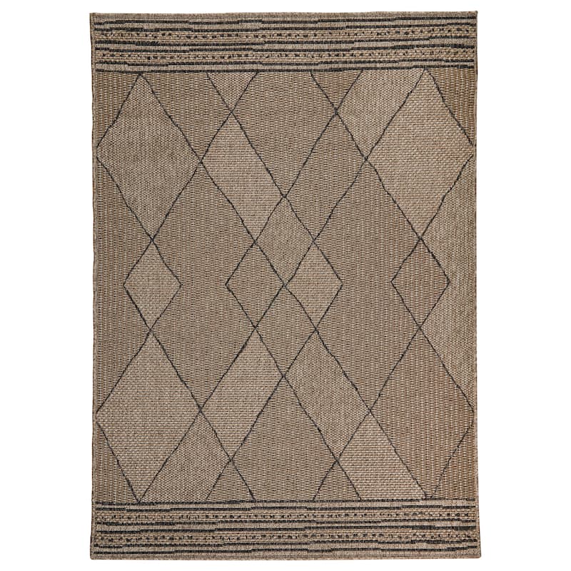 Terra by Obeetee Sol Diamond Natural Rug - Natural/Criss Cross - 7'10" x 9'10"