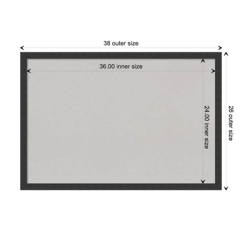 Mezzanotte Black Wood Framed Grey Corkboard Bulletin Board - Board Size 36x24
