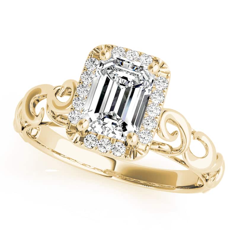 Auriya 14k Yellow Gold Lab Grown Emerald Diamond Halo Engagement Ring 0.50 to 5.00 ct. tw. (F-G VS) - 1.00 ct. center - 8.5
