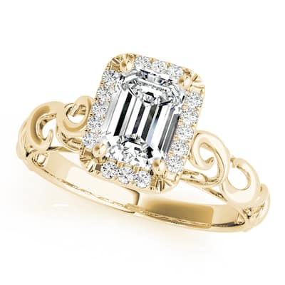 Auriya 14k Yellow Gold Lab Grown Emerald Diamond Halo Engagement Ring 0.50 to 5.00 ct. tw. (F-G VS)