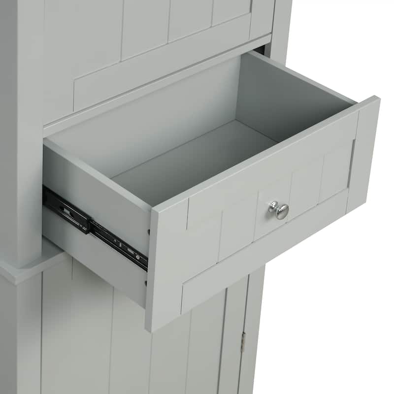 Bathroom Floor Storage Cabinet, Grey Painted Finish Medicine Cabinet