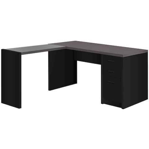 Offex L-Shaped Corner Computer Desk with Storage Drawers - Black/Grey