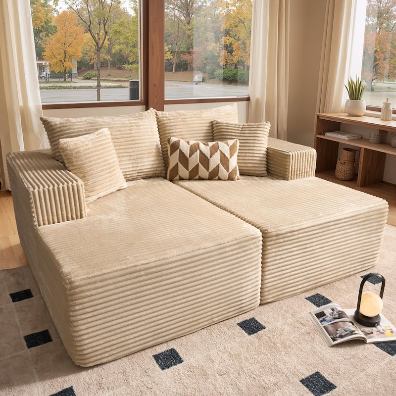 OVIOS Plush Sponge Double Chaise Lounge Sofa