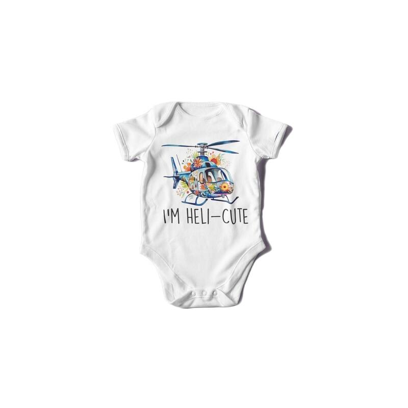 Helicopter Floral - Baby Boy Girl Clothes Infant Bodysuit Funny Cute Newborn - Natural - Newborn