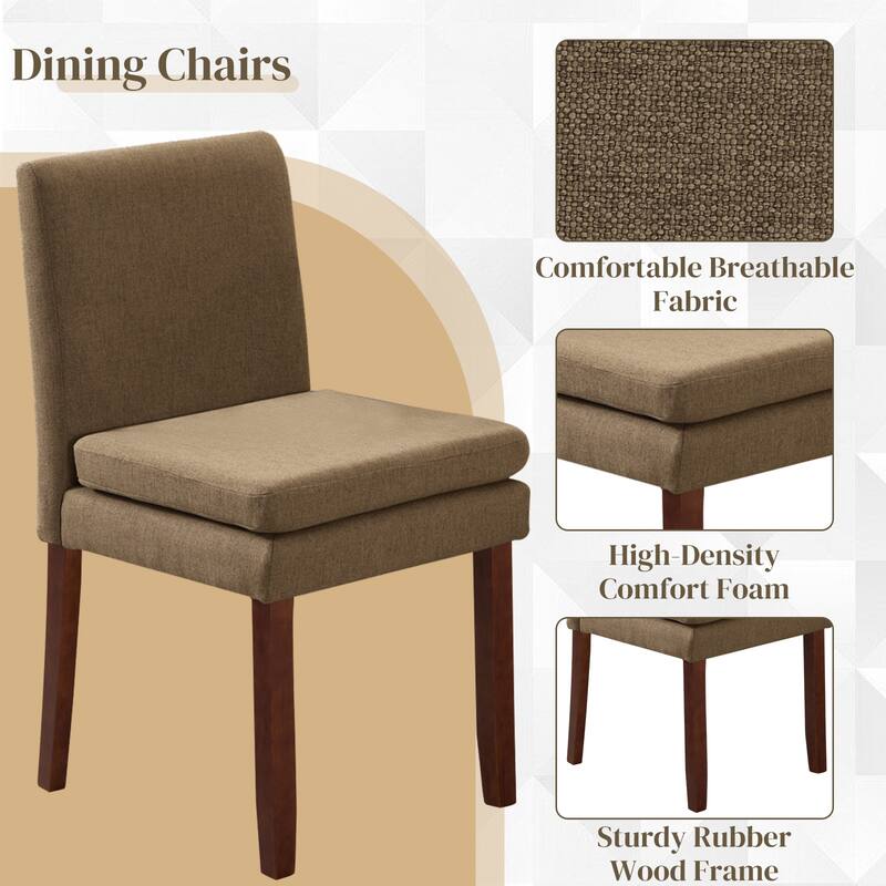 Upholstered Dining Chairs, Modern Dining Room Chairs Set of 2 with Thick Padded Cushion Seat, Linen Fabric Kitchen Dining Chairs