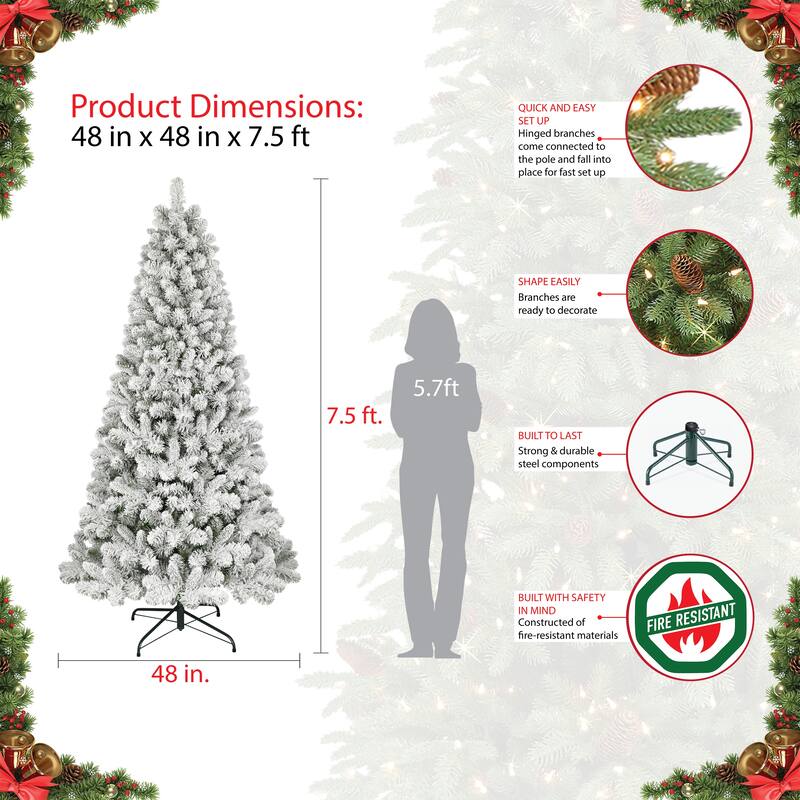 Puleo International 7.5' Flocked Virginia Pine Artificial Christmas Tree