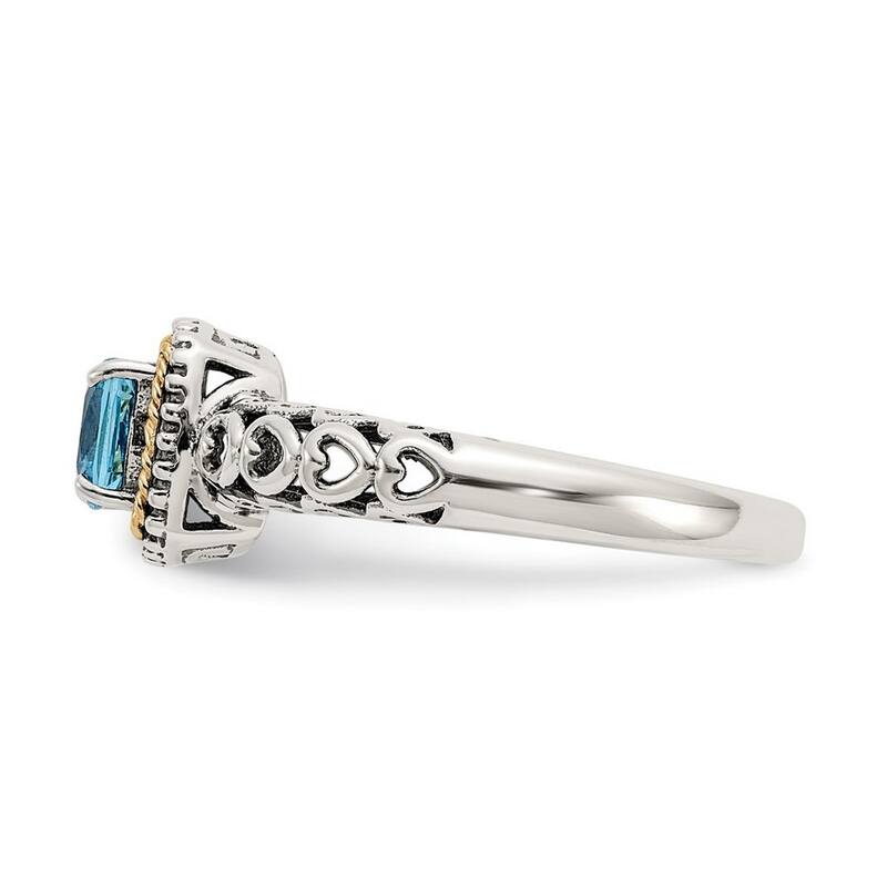 Curata 925 Sterling Silver Polished With 14k Blue Topaz Ring