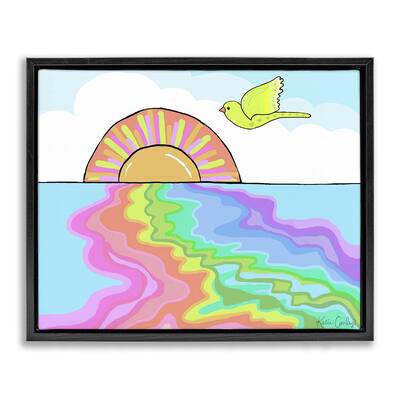 Stupell Swirling Rainbow Sea Reflection Framed Floater Canvas Wall Art Design By Katie Conley