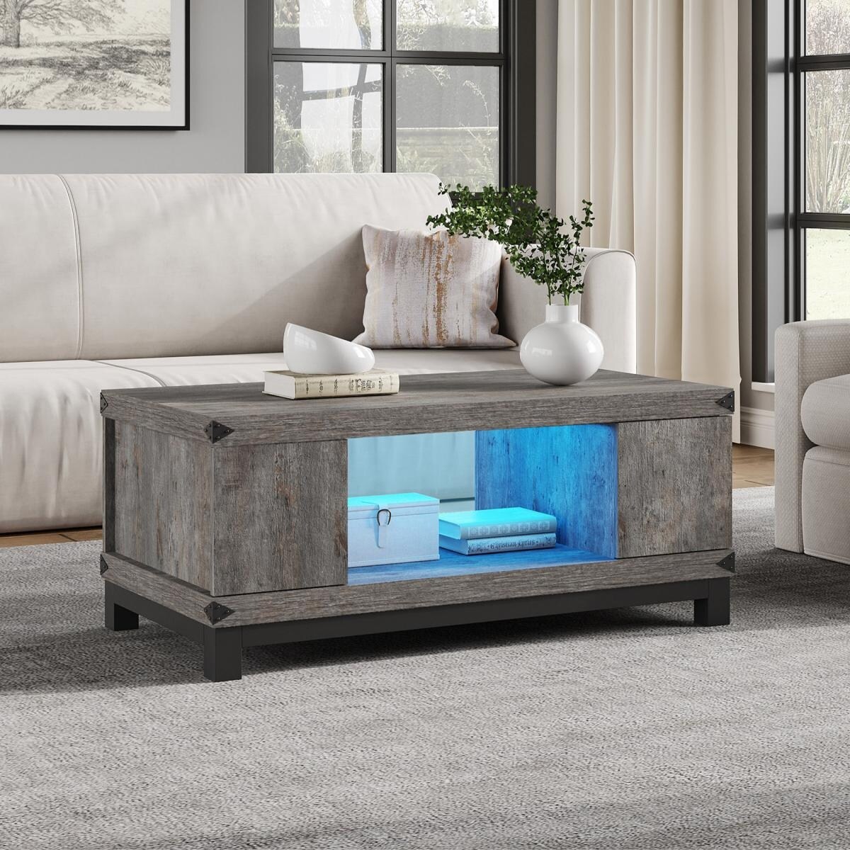 Led coffee table grey store