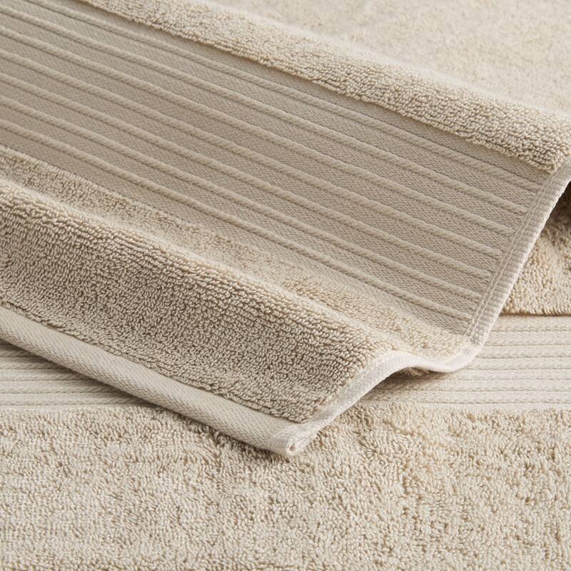 TOWN & COUNTRY EVERYDAY 6-Piece Assorted Solid Dobby Border Set, 2-Bath Towels, 2-Hand Towels, 2-Washcloths