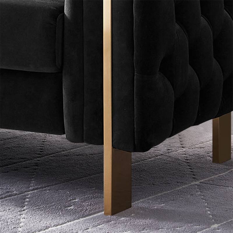 Modern Elegant Velvet Sofa With Buttons Upholstery And Metal Legs