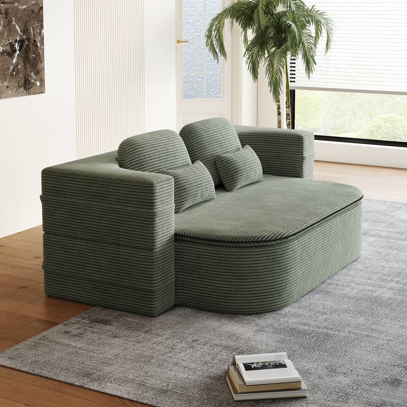75''2-in-1 Foldable Sofa,Convertible Sleeper Foam Sofa Bed with Multi Functional Blanket, Floor Sofa Lounge Sofa