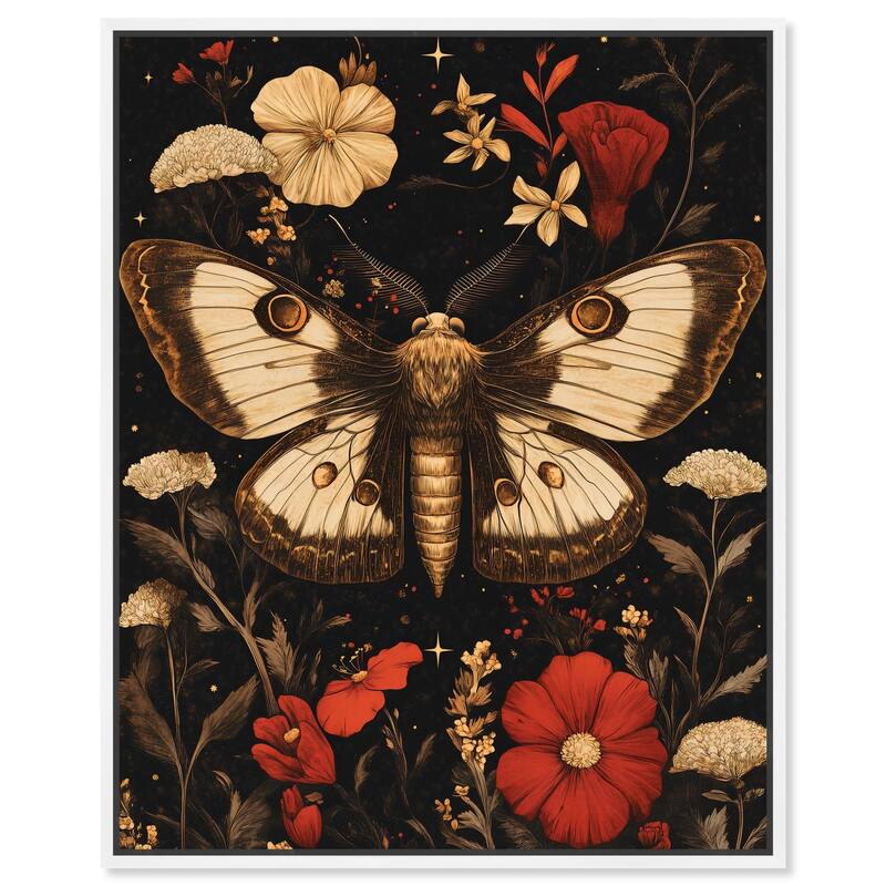 Flying Moth Canvas by Art Remedy - 30" x 36" - White