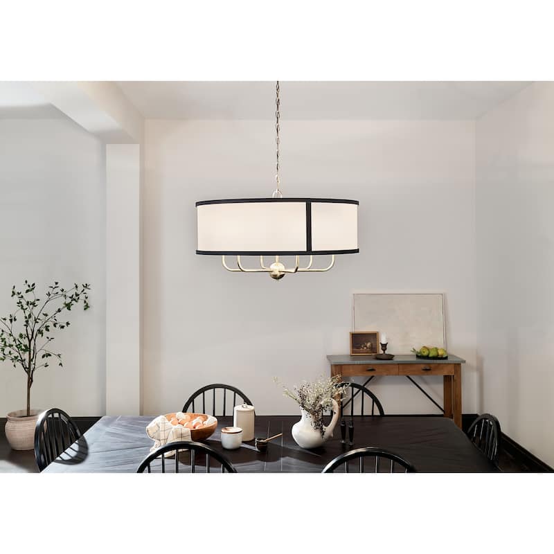 Kichler Lighting Heddle 30 inch 6-Light Chandelier Natural Brass and Textured Black
