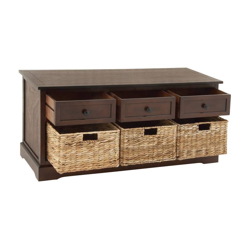 Cream, Teal, White or Brown Wood 2 Baskets and 1 Drawer Storage Unit - 16 x 13 x 28