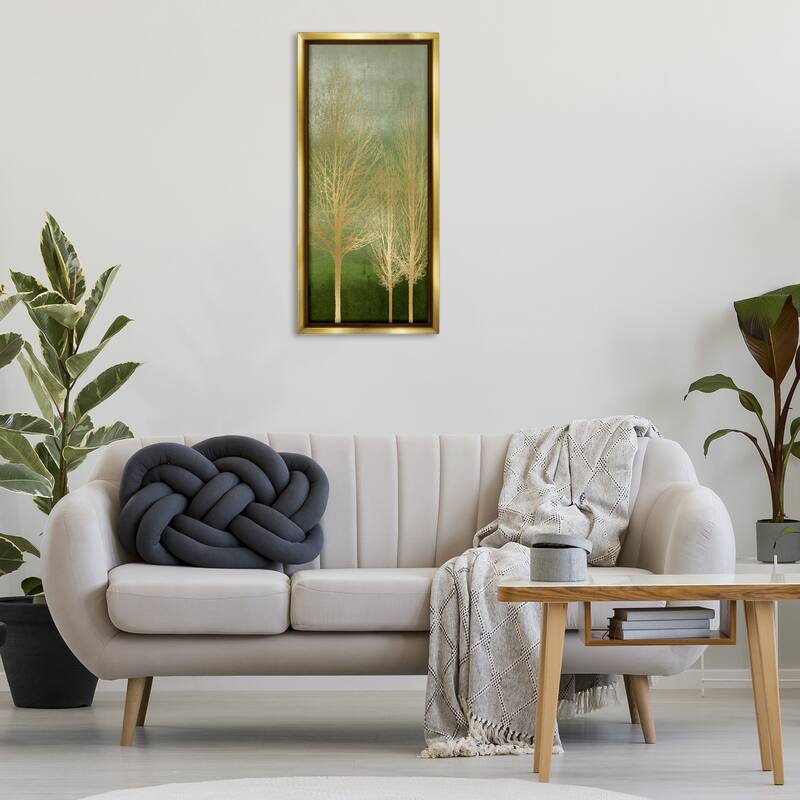 Stupell Tranquil Gold Branches Framed Floater Canvas Wall Art Design By Kate Bennett