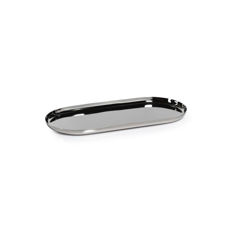 Perpignan Versatile Oblong Polished Steel Tray - Nickel - Medium