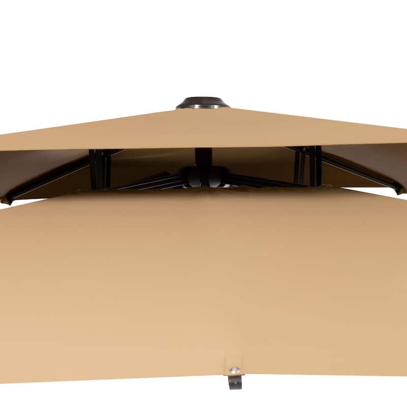 11 x 9 ft Outdoor Rectangular Patio Offset Cantilever Umbrella with 360-degree Rotation and 6 Shade Angles
