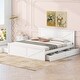 preview thumbnail 2 of 11, King Platform Bed with 4 Drawers, Headboard & Support Legs, White