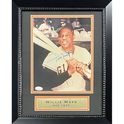 Willie Mays Autographed San Francisco Giants Signed Baseball 8x10 Framed Photo JSA COA 4 - 8' x 11'