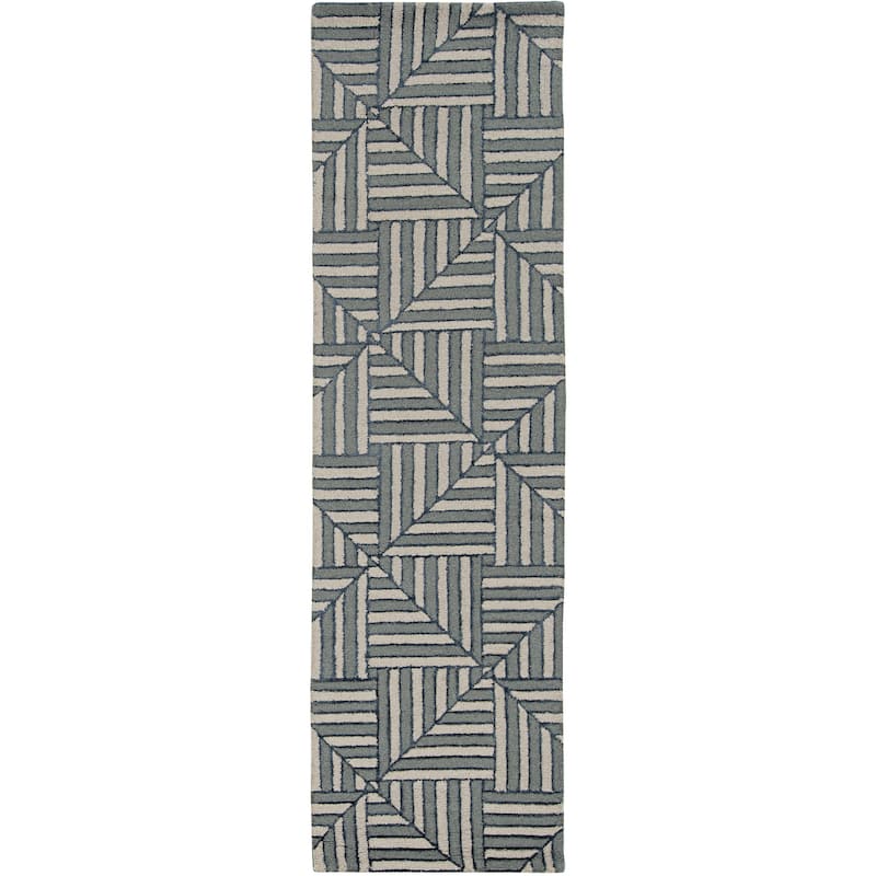 Libby Langdon Upton Diagonal Tile Handtufted Wool Rug - 2'3" x 8' Runner