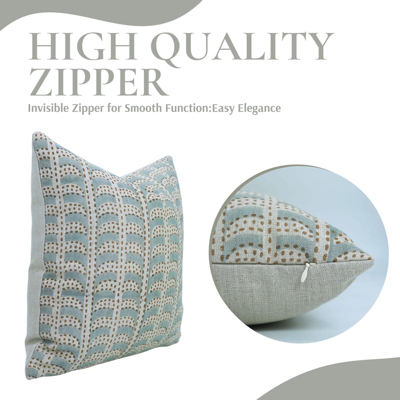 Fabdivine Boho Linen Block Print Blue Cushion Cover Handmade Cozy Fabric, Garud