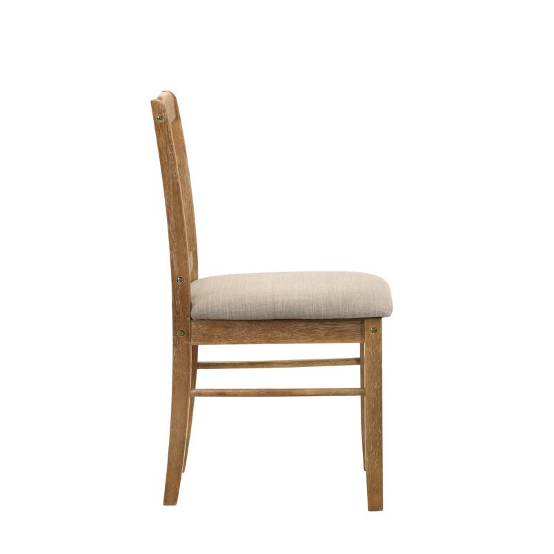 Rustic 5-Piece Dining Set with Weathered Oak Table and Upholstered Chairs, Perfect for Cozy Dining Spaces