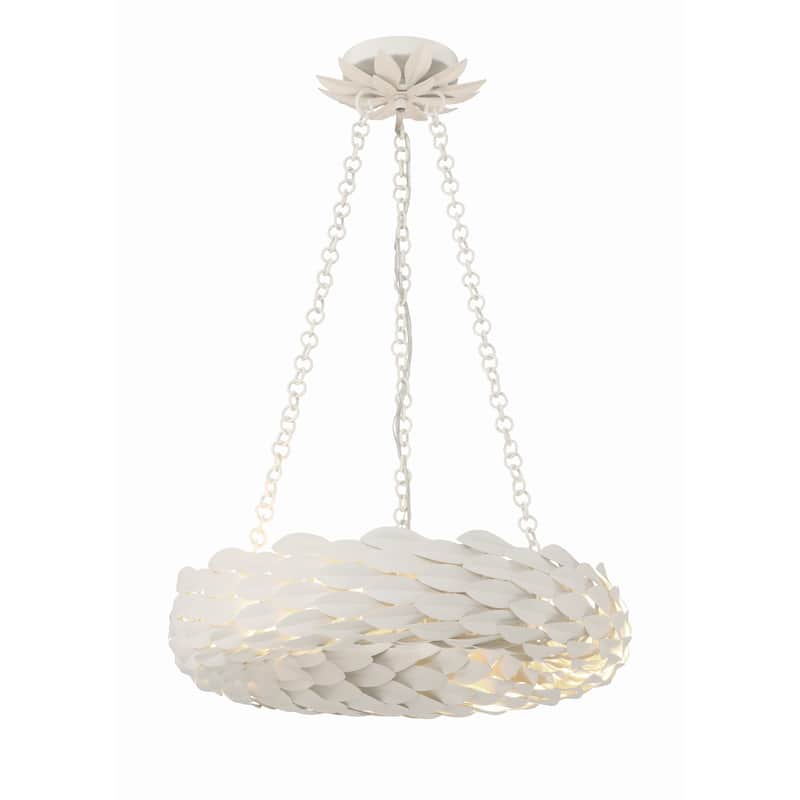 Broche 6 Light Matte White Chandelier - 18"W x 3.75"H x 18"D