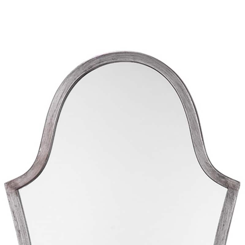 Mirror with Arched Design and Metal Frame, Antique Silver