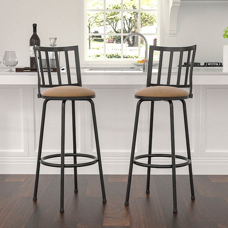 Javlergo Set of 2/Set of 4 Bar Stools, Adjustable-Height Swivel Counter Stools - Set of 2 - Black