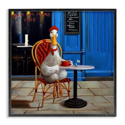 Stupell Trendy Duck at Cafe Framed Giclee Art Design By Lucia Heffernan