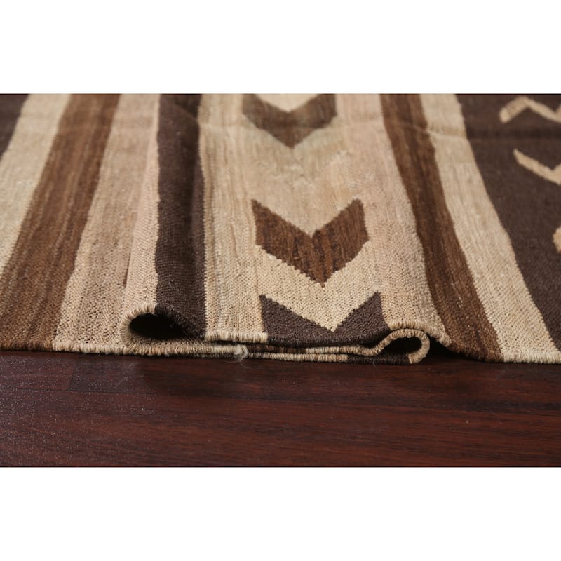 Natural Dye Tribal Kilim Contemporary Area Rug Flat-woven Wool Carpet - 5'1" x 6'9"