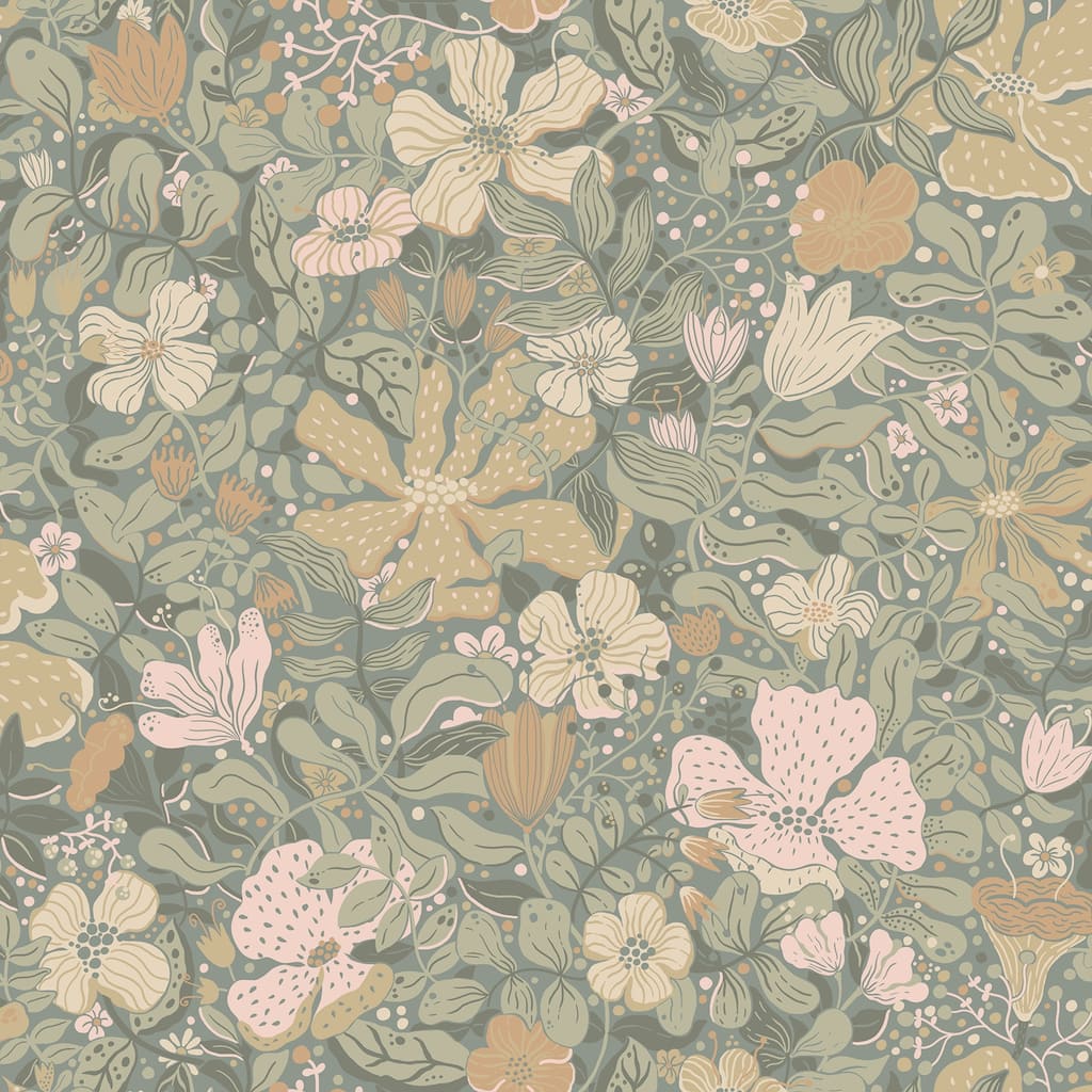 A-Street Prints Midsommar Grey Floral Medley Wallpaper