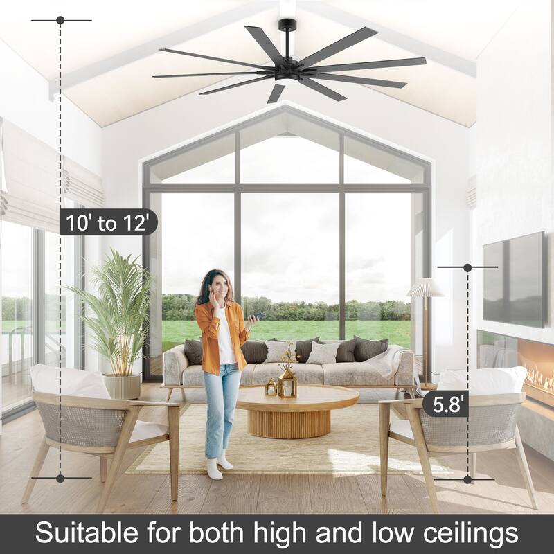 36/42/52/56/72/84-Inch Reversible 3/5/9-Blade Integrated LED Ceiling Fan with Light Remote