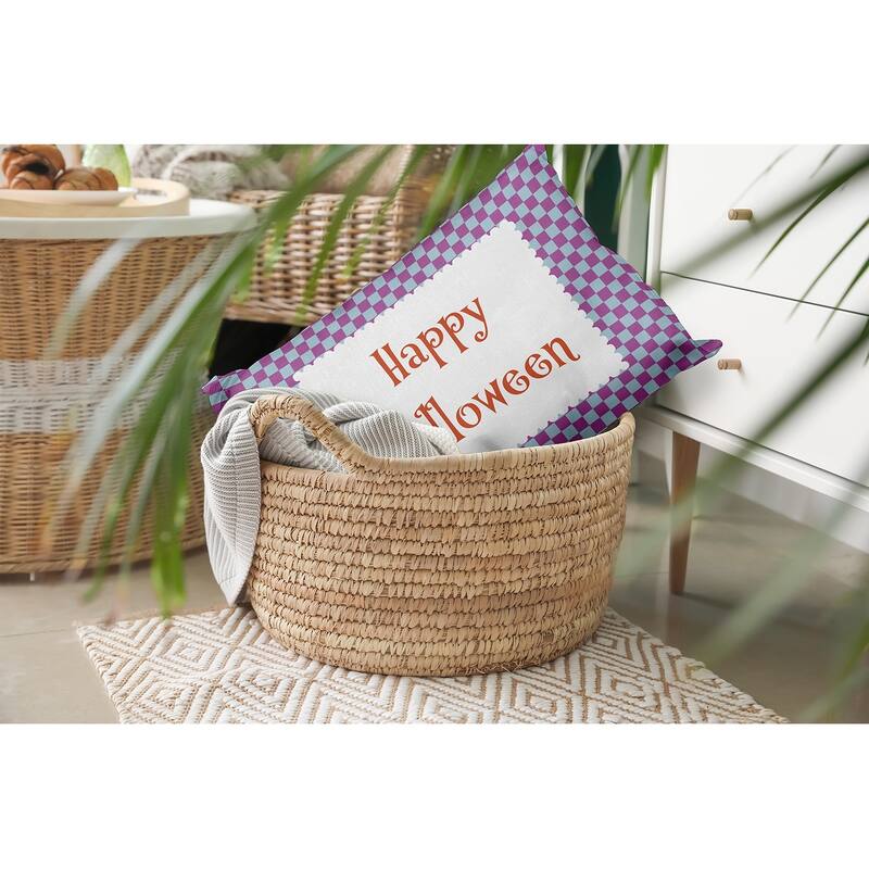 Halloween Happy Halloween Checks Accent Pillow
