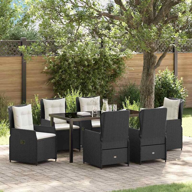 vidaXL Garden Dining Set Poly Rattan - Black-21.65x23.62x36.61 in