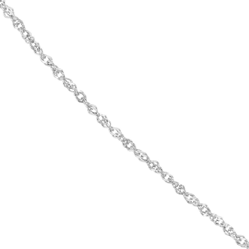 Curata 14k White Gold 1.5mm Diamond Singapore Chain Necklace (Lobster)